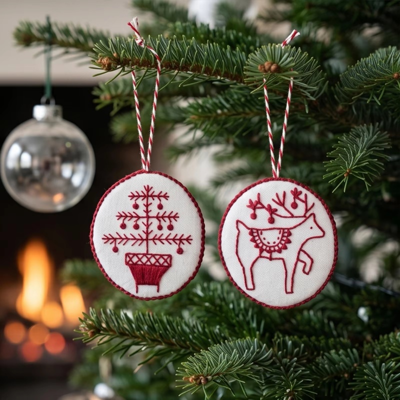 Embroidery Xmas Ornaments - Kit di Ricamo Natalizio per Principianti