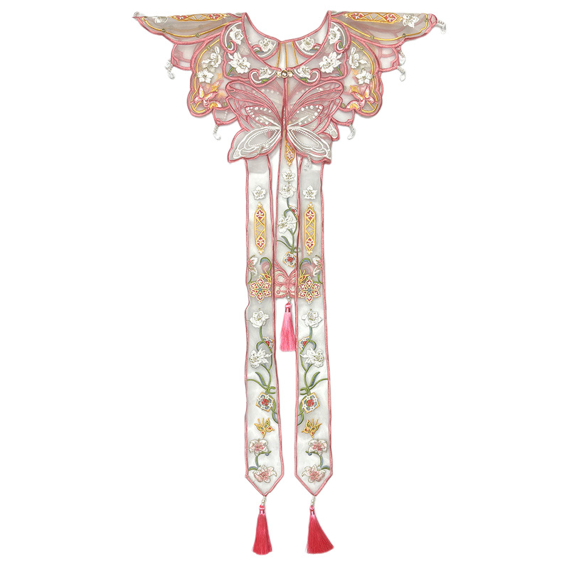 Embroidery Origin - Scialle con Nappa e Ricamo a