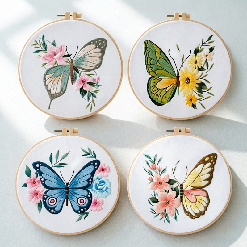 Embroidery Origin - 1 pezzo Kit Ricamo Farfalla 20X20CM