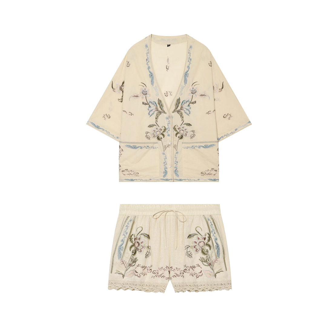 Embroidery Cardigan - Set 2 Pezzi Boho con Ricamo