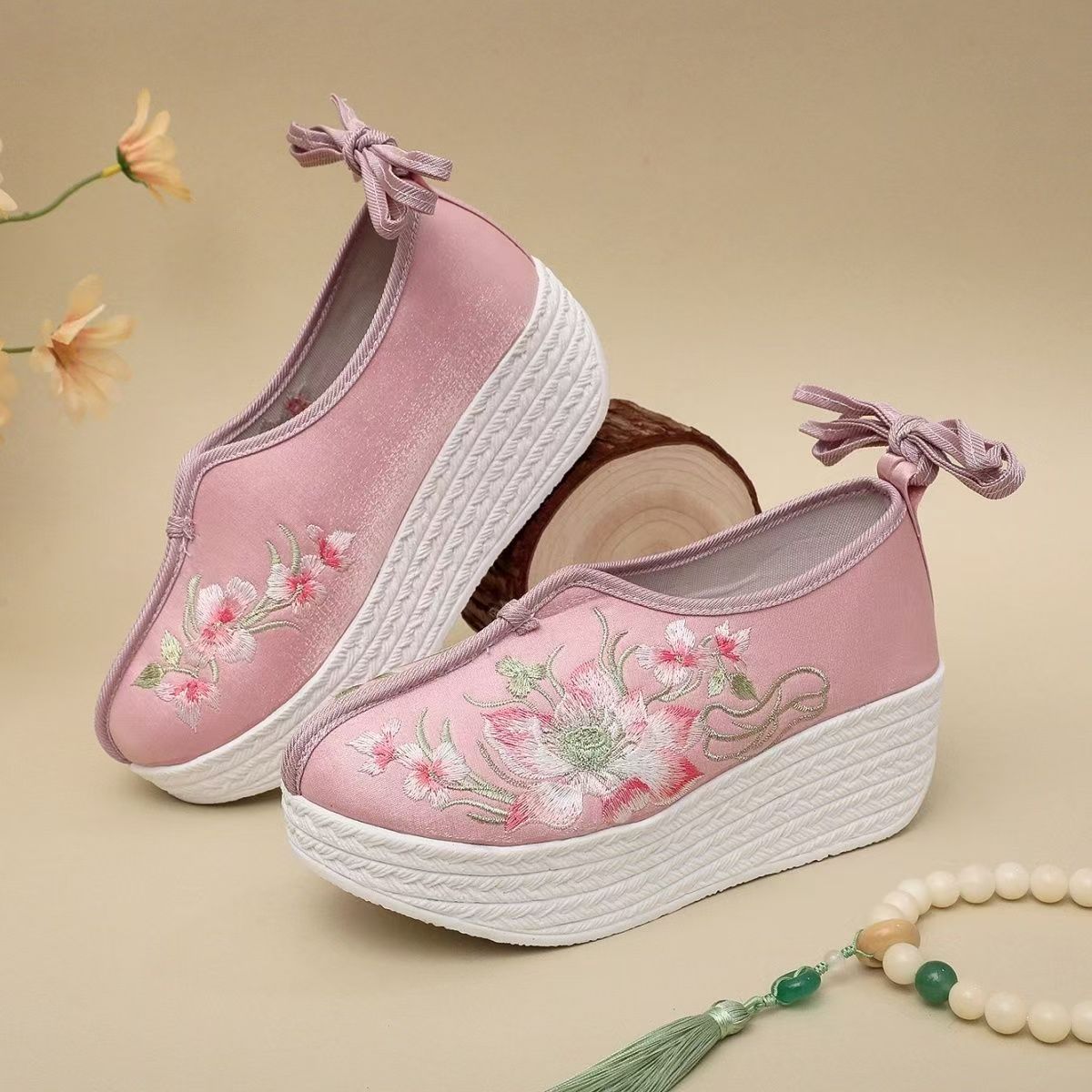 Embroidery Shoes - Scarpe Etniche da Donna con Zeppa