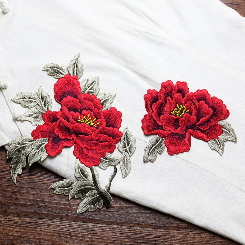 Embroidery Yellow Dress - 1 paio di applicazioni ricamate a