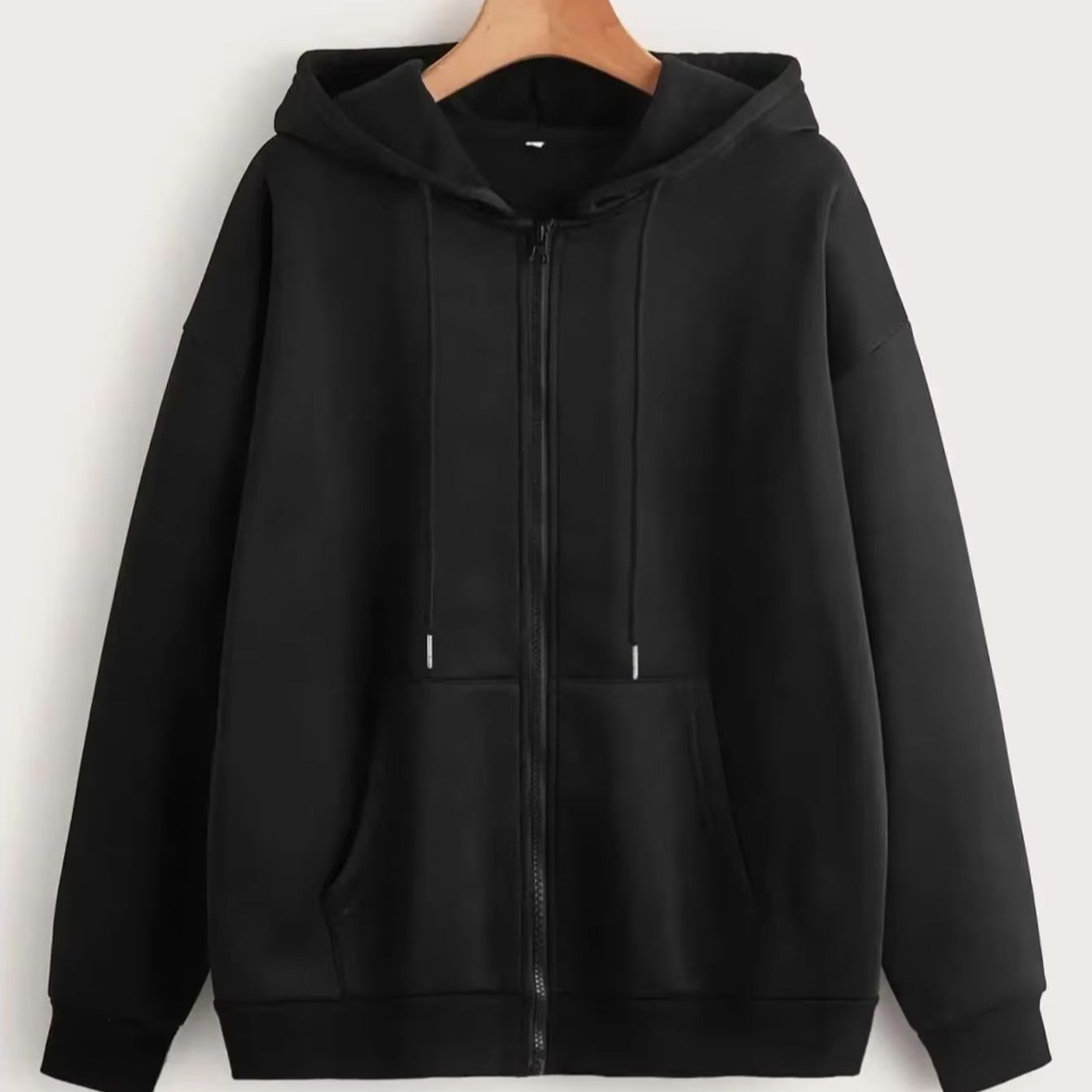 Embroidery Zip Up Hoodie - Felpe con cappuccio oversize da donna,