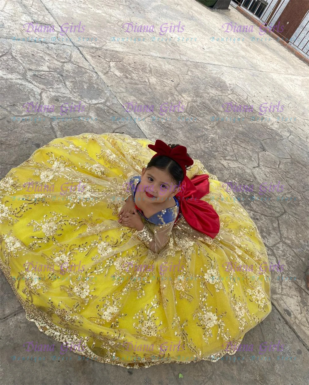 Embroidery Yellow Dress - Abiti da ragazza di fiore con