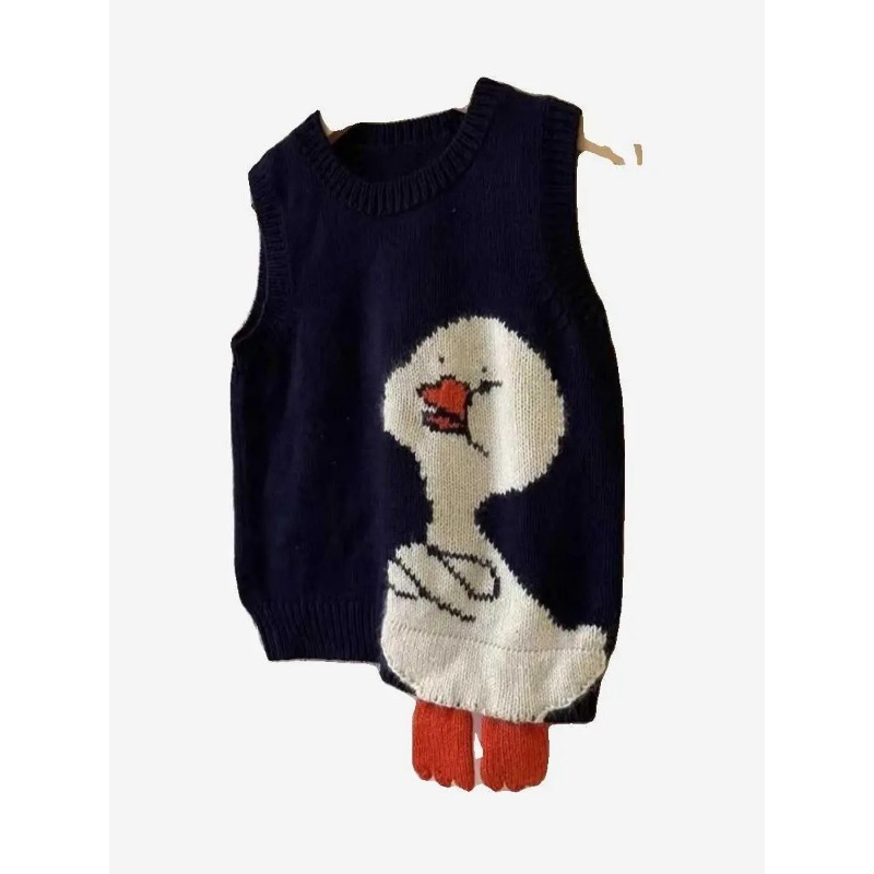 Embroidery Vest - Maglione coreano sciolto stile pigro cartone