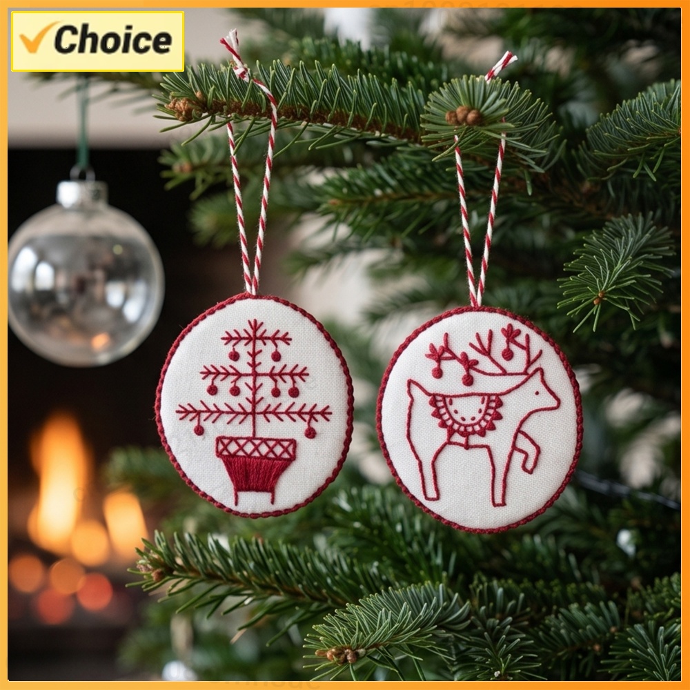 Embroidery Xmas Ornaments - Kit di Ricamo Natalizio con Set