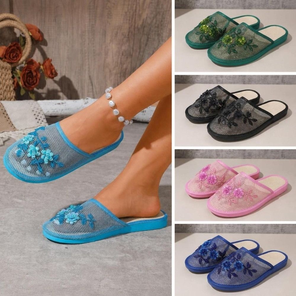 Embroidery Shoes - Sandali in rete con ricamo floreale
