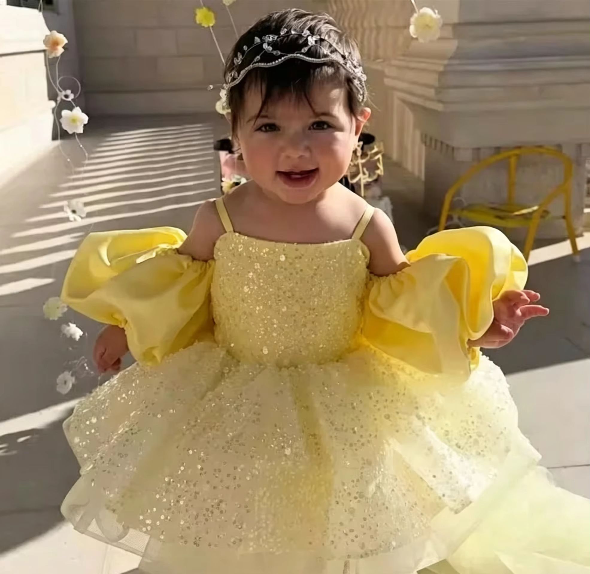 Graziosi vestiti da damigella  - Embroidery Yellow Dress recensione e prezzo