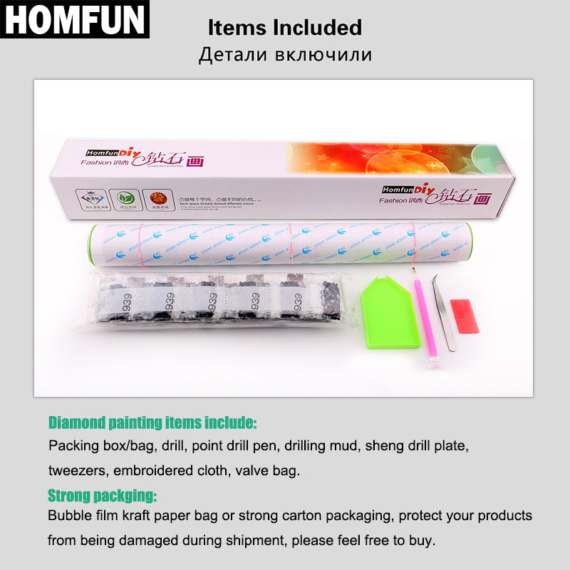 HOMFUN pittura diamante pieno  - Embroidery Rose Stitch recensione e prezzo
