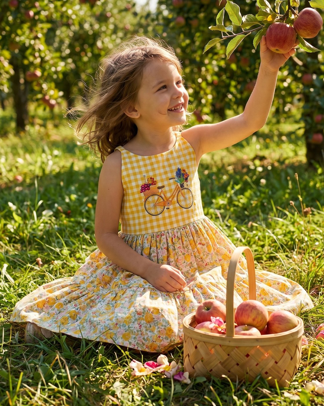 Abito da ragazza in cotone gia - Embroidery Yellow Dress recensione e prezzo